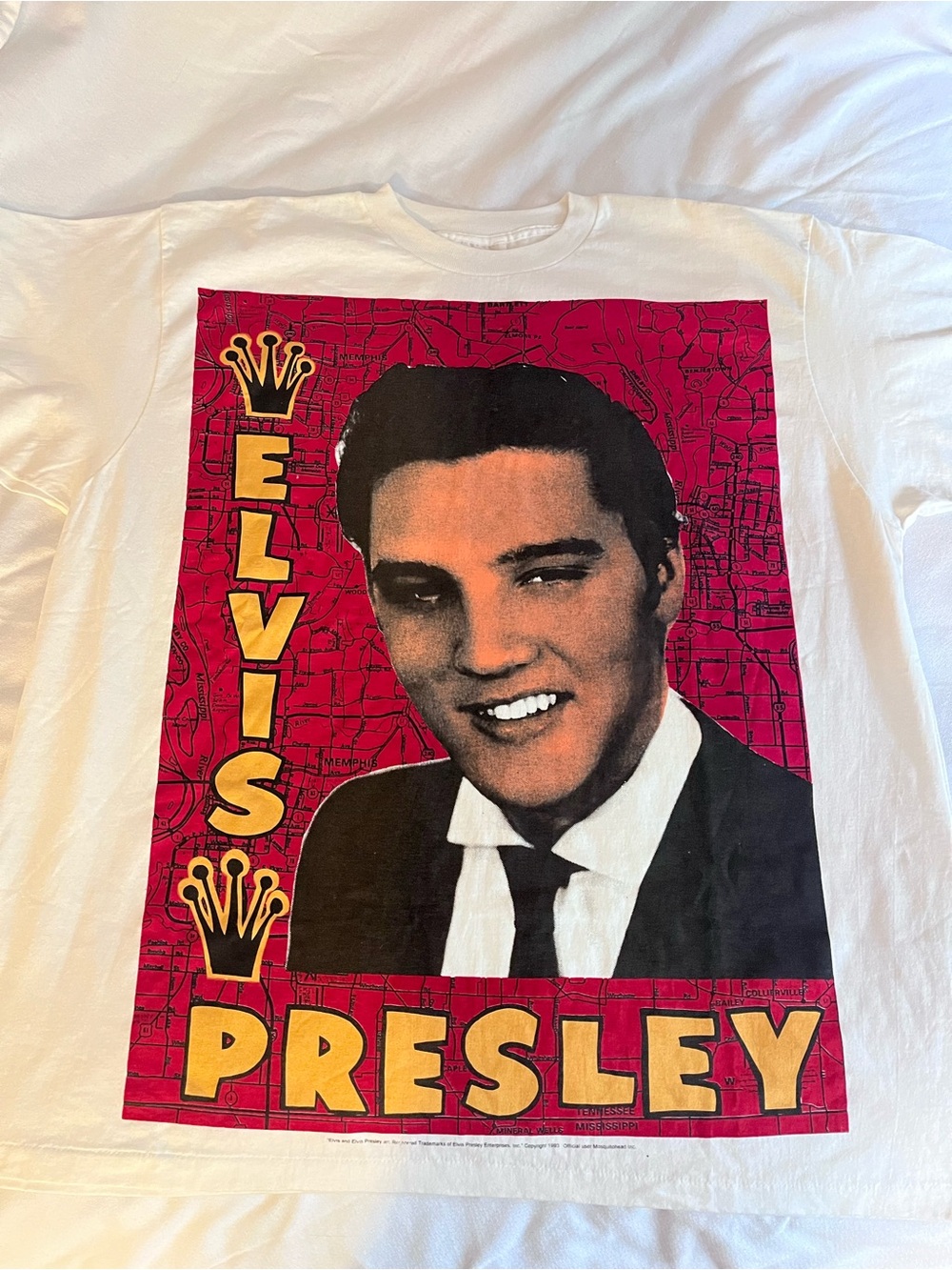 Elvis Presley Graphic T-Shirt - White with Red Print